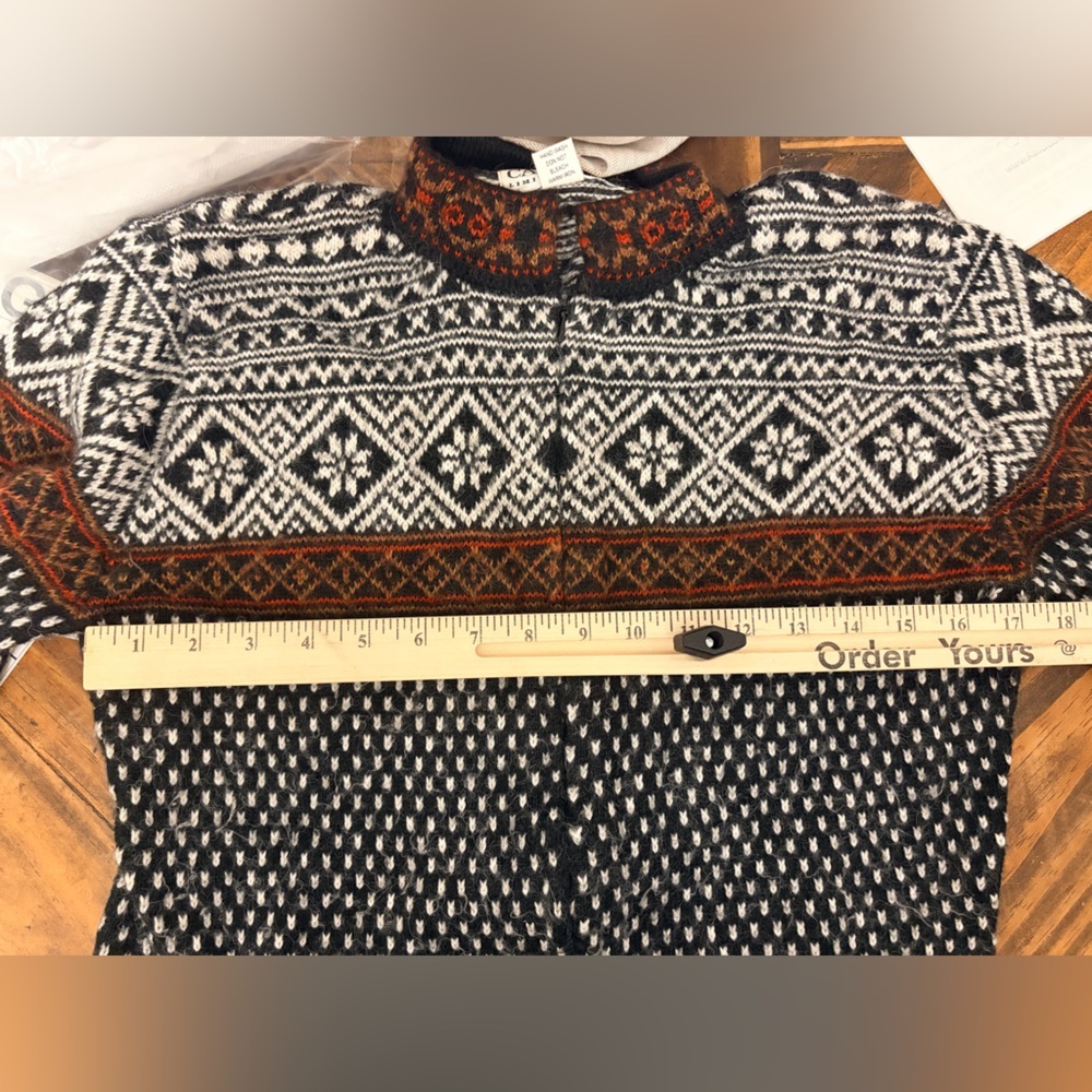 Caamano Alpaca Wool Hand Knit Zip Up Cardigan Sweater M - Picture 3 of 5